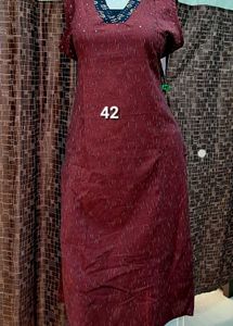 New Maroon ikkat cotton Kurta. Sleeves attached
