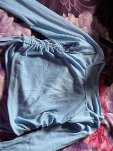Light Blue Long Sleeve Ruched Top