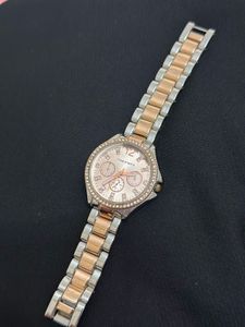 Elegant Rose Gold & Silver Tone Watch