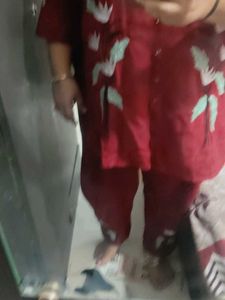 Maroon Kurta Set with Floral Print