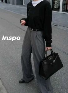 Chic Pinstripe Wide-Leg Trousers