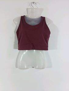 Burgundy Casual Active Crop Top (Women)