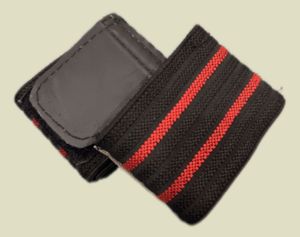 Black & Red Striped Wristbands (Pair)