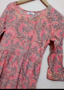 Pink Printed Anarkali Kurti For 32 Bust