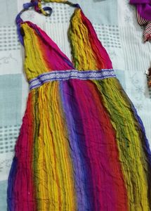 Bohemian Tie-Dye Halter Dress