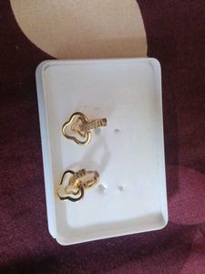 Gold Tone Guitar Earrings with Crystals