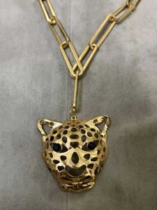 Gold Tone Leopard Head Necklace