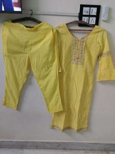 Bright Yellow Chikankari Kurta Set