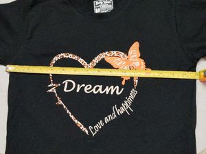 Women's Black Dream Heart Butterfly T-Shirt