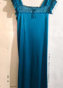 Vintage Teal Lace Trim Nightgown