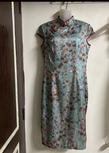 Elegant Floral Print Cheongsam Dress