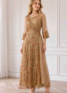 Elegant Beige Embroidered Dress 😍👑