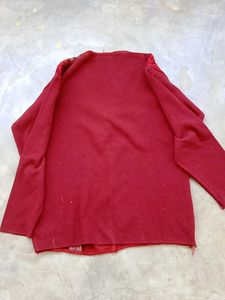 Red Velour Cardigan with Embellishments