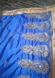 Blue Mirror Work Saree.