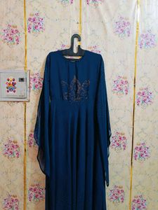 Elegant Teal Blue Embellished Gown