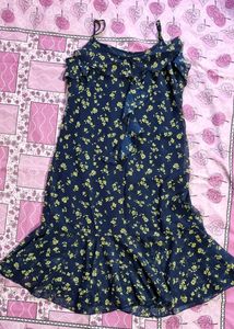 Floral Print Strappy A Line Dress With T-shirt