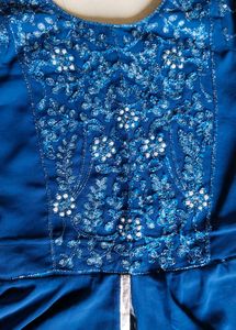 Girls Teal Embroidered Gharara Set
