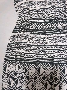 Black &amp; White Patterned Jumpsuit Dress