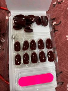 French Glitter Nails Maroon