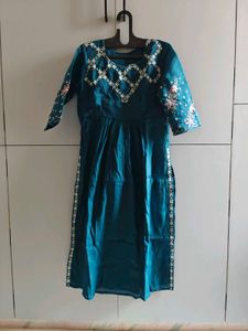 Beautiful Embroidered Teal Kurta