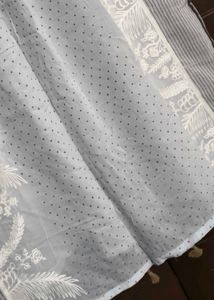 Light Blue Lucknawi Chikankari Dupatta with Tassel