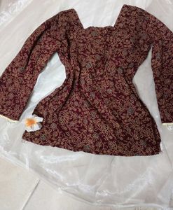 Maroon Printed Kurta with Shells
