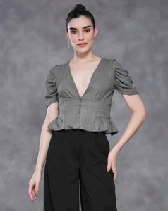 Shein Chic Gray Peplum Top