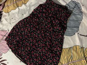 Black Floral Mini skirt