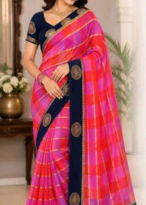 Lightweight Checked Saree with Border