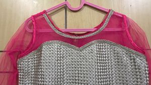 Stunning pink &amp; Silver Festive Anarkali Gown