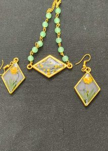 Floral Resin Necklace & Earrings Set