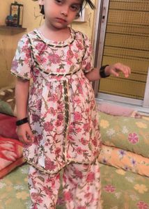 white and pink girls ethnic set