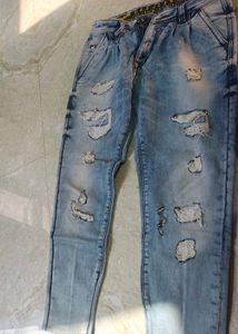 Men's Distressed Blue Jeans