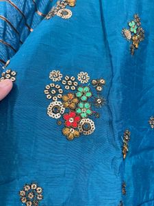 Elegant Teal Embroidered Kurta - Unused
