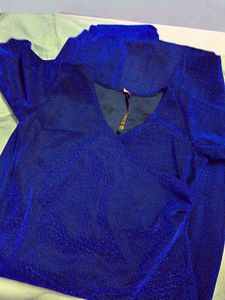 Sparkly Blue V-Neck Dress