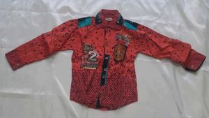 Boys Red Printed Shirt