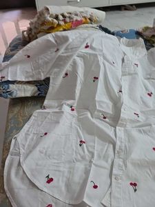 White Cherry Embroidered Shirt
