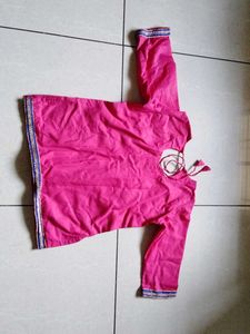 Elegant Pink Blouse with Blue Border