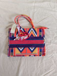 Vibrant Geometric Print Tote Bag