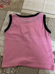Cute Pink Ribbed Tank Top with Bow