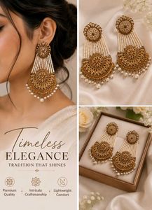 Exquisite Antique Gold Jhumka Earrings