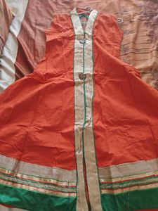 Elegant Red Kurta with Golden Border