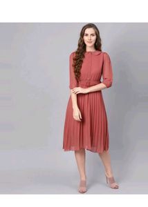 Dusty Rose Pleated Shirt Dress – Size M