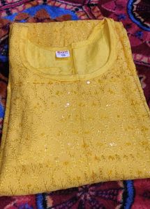 Beautiful Yellow Embroidered Kurta