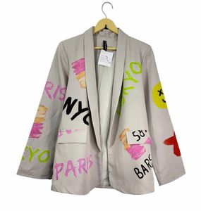 Graffiti Print Oversized Blazer