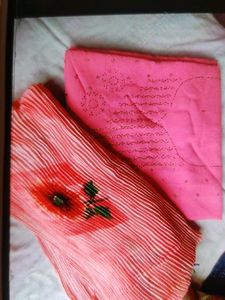 Pink &amp; Floral Dress Material
