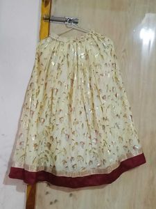 Elegant Cream & Gold Lehenga Skirt