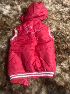 Without Sleeve Red Kids Wear Jacket