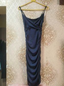 Elegant Navy Ruched Bodycon Dress