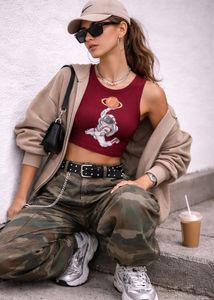 Red Astronaut Graphic Tank Top